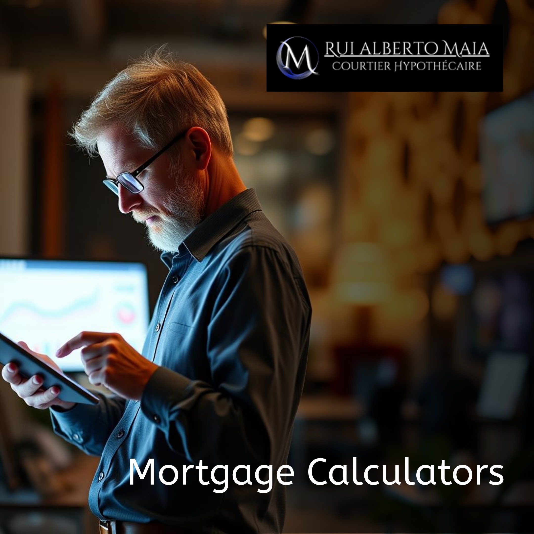 A man reviewing data on a digital device, representing the mortgage calculators of rui alberto maia.